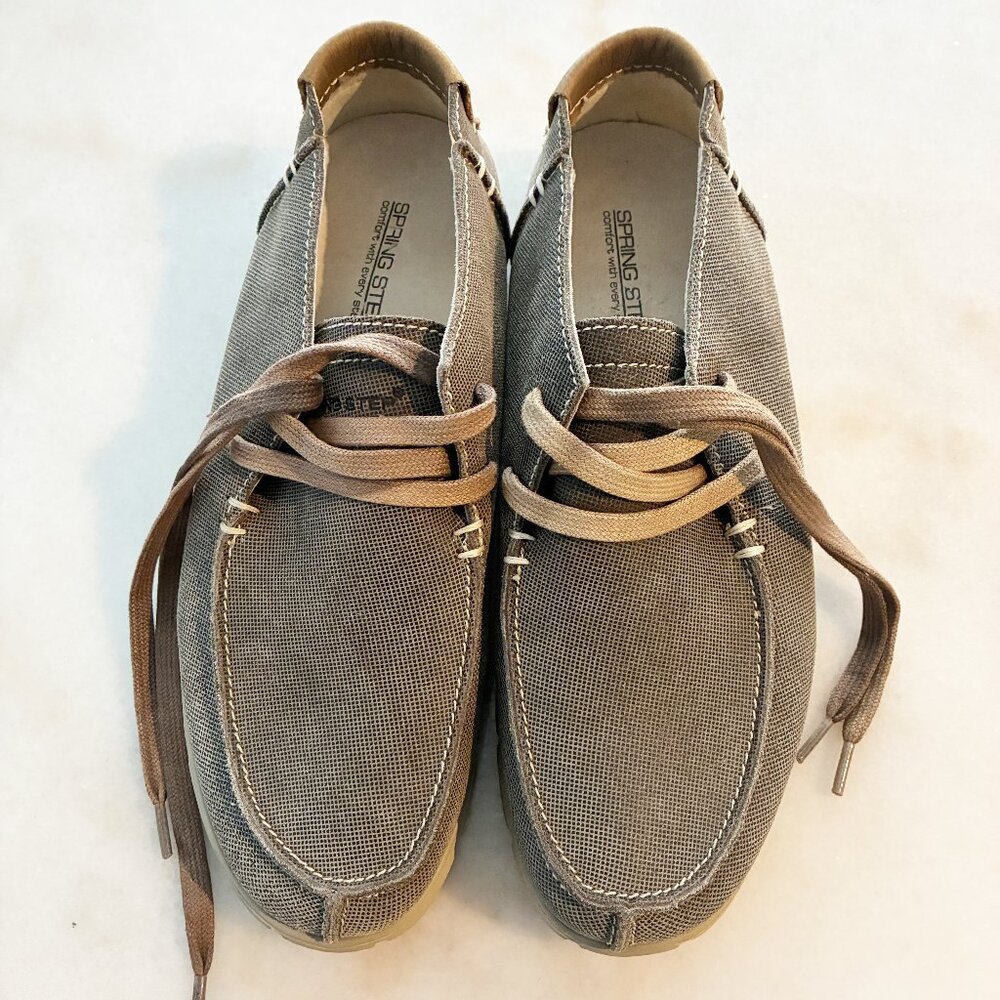 Spring Step Men's Taupe/Brown Lace-up Boat Shoe Size 44 (US 10.5-11)